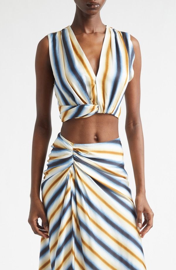 エーエルシー レディース トップス シャツ ALC Brooklyn Stripe Crop Top Tahoe Blue Milk Chocolate ブルー