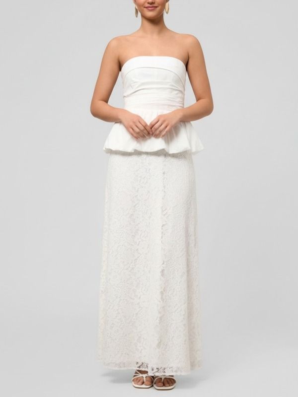 レイチェル ロイ レディース トップス ワンピーストラップレス マキシ RACHEL Roy Odette Strapless Maxi Dress White ホワイト