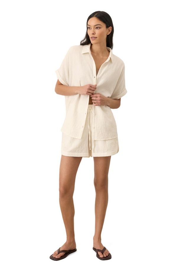 パクト レディース ボトムス ハーフパンツ・ショーツ ショートパンツ コットン Pact Organicotton Coastal Double Gauze Shorts Cream クリーム
