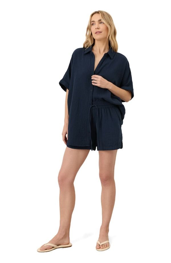 パクト レディース ボトムス ハーフパンツ・ショーツ ショートパンツ コットン Pact Organicotton Coastal Double Gauze Shorts Navy ネイビー