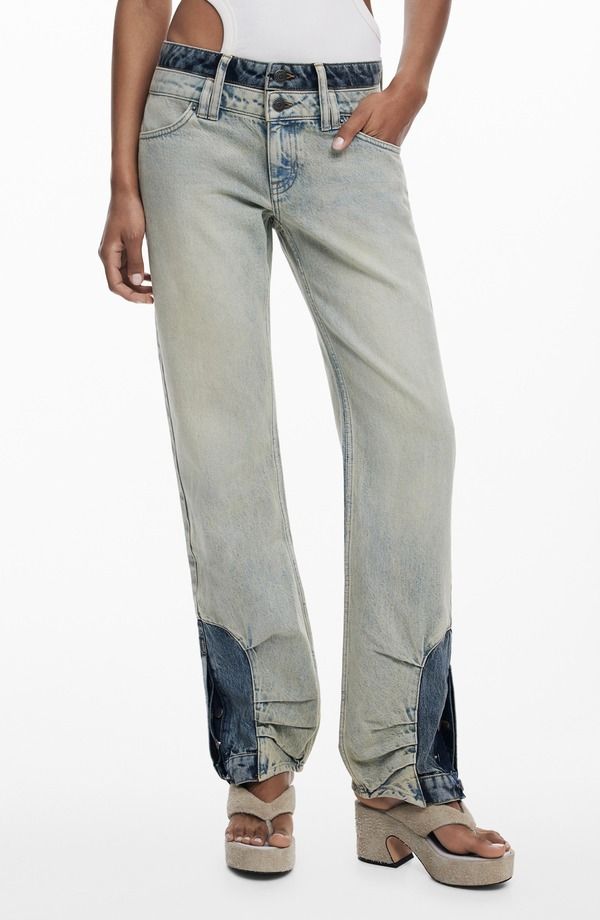 デジグアル レディース ボトムス デニムパンツ ジーンズ Desigual Double WaistwoTone Jeans Light Blue ブルー