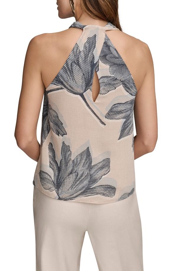 ダナ キャラン ニューヨーク レディース トップス シャツ Vネック プリント ノースリーブ Donna Karanew York Print VNeck Sleeveless Top Sand Combo サンド