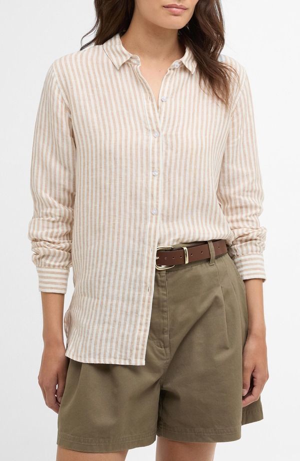 バブアー レディース トップス シャツ リネン Barbour Marine Linen ButtonUp Shirt Hessian Stripe ストライプ