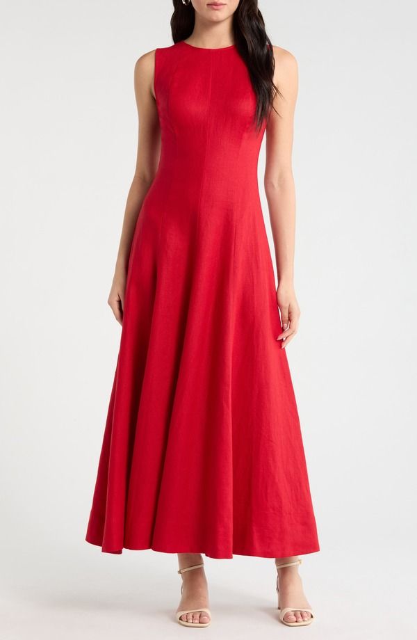 リフォーメーション レディース ボトムス カジュアルパンツ マキシワンピース ノースリーブ リネン マキシ Reformation Cecila Sleeveless Linen Maxi Dress Lipstick