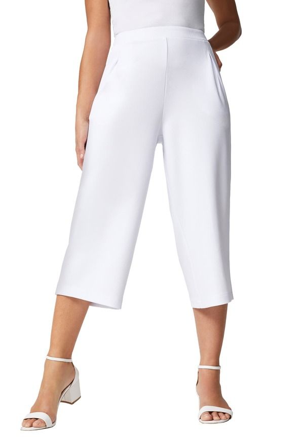 ジェシカロンドン レディース ボトムス レギンス クレープ パンツ Jessica London WideLeg Crop Crepe Pants White ホワイト 11,920円