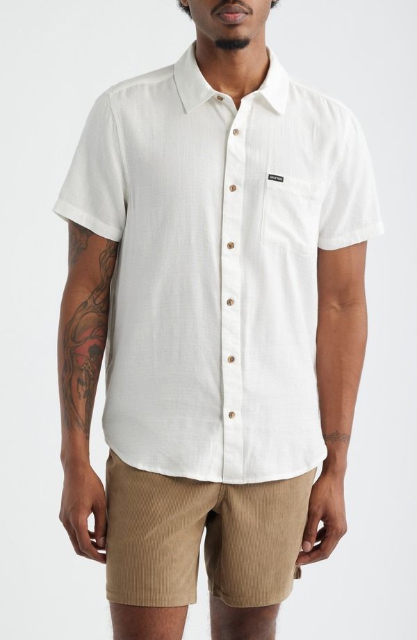 ブリクストン メンズ トップス シャツ Brixton Charter Short Sleeve SlubuttonUp Shirt Off White オフホワイト