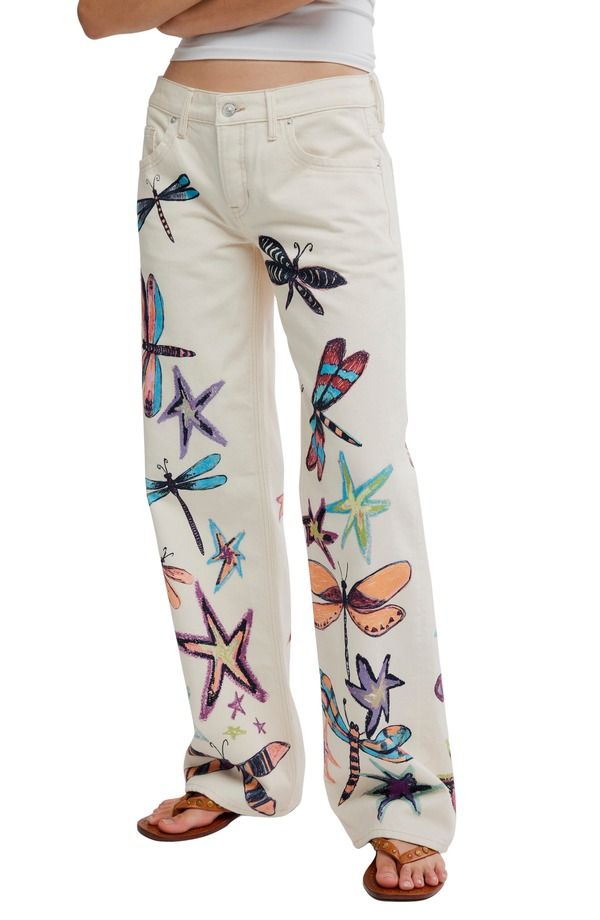 フリーピープル レディース ボトムス デニムパンツ プリント ジーンズ Free People Tennessee Trompe LOeil Print Jeans Dragonfly