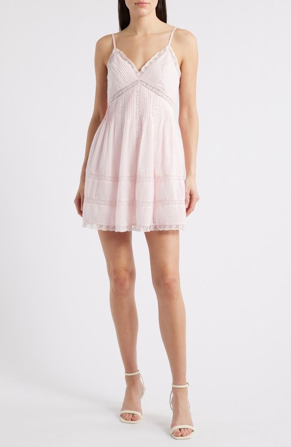 ラブスハックファンシー レディース トップス ワンピース ミニ コットン レース LoveShackFancy Docilace Pintuck Detail Cotton Minidress Pink ピンク 56,880円