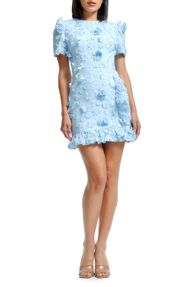 ドレスザポプレーション レディース トップス ワンピース シフォン フラワー柄 ミニ フラワー Dress the Population Brittany 3D Floral Appliqu Chiffon Cocktail Minidressky Multi