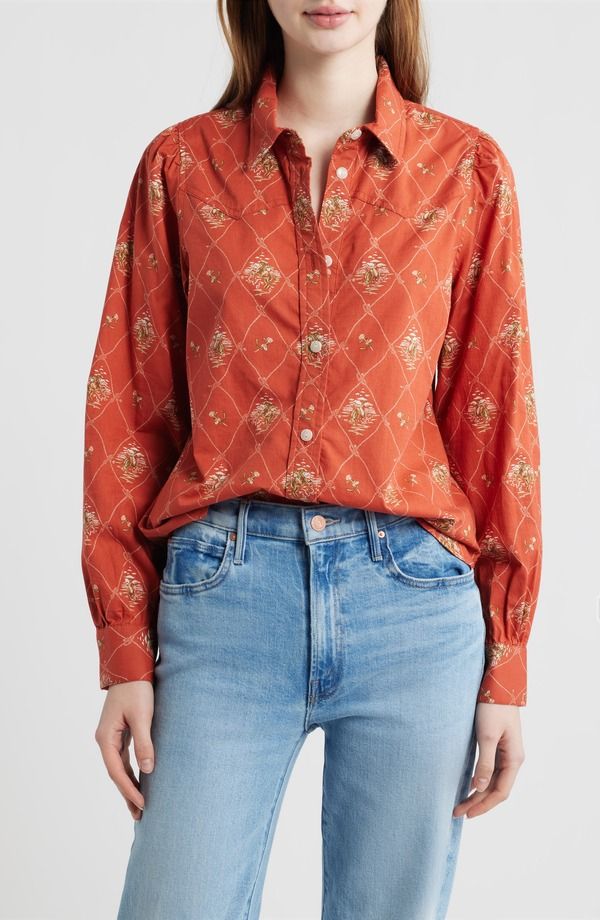 ペンドルトン レディース トップス シャツ Pendleton Winona Puff Sleeve Western Shirt Adobe Lattice