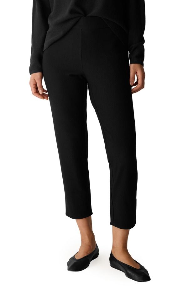 エイリーンフィッシャー レディース ボトムス レギンス パンツ Eileen Fisher Slit Back Slim Cropants Black ブラック
