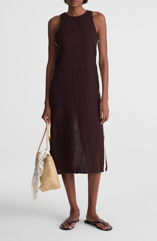 メイドウェル レディース ボトムス カジュアルパンツ マキシワンピース ノースリーブ リネン マキシ Madewell Sleeveless Linen Maxi Dress Cocoa ココア