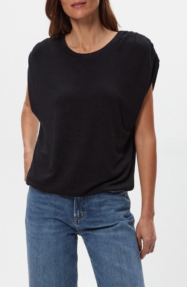 マイケルスターズ レディース トップス シャツ キャップ Michael Starsharron Cap Sleeve TShirt Black ブラック長袖