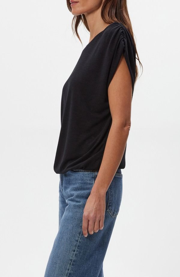 マイケルスターズ レディース トップス シャツ キャップ Michael Starsharron Cap Sleeve TShirt Black ブラック