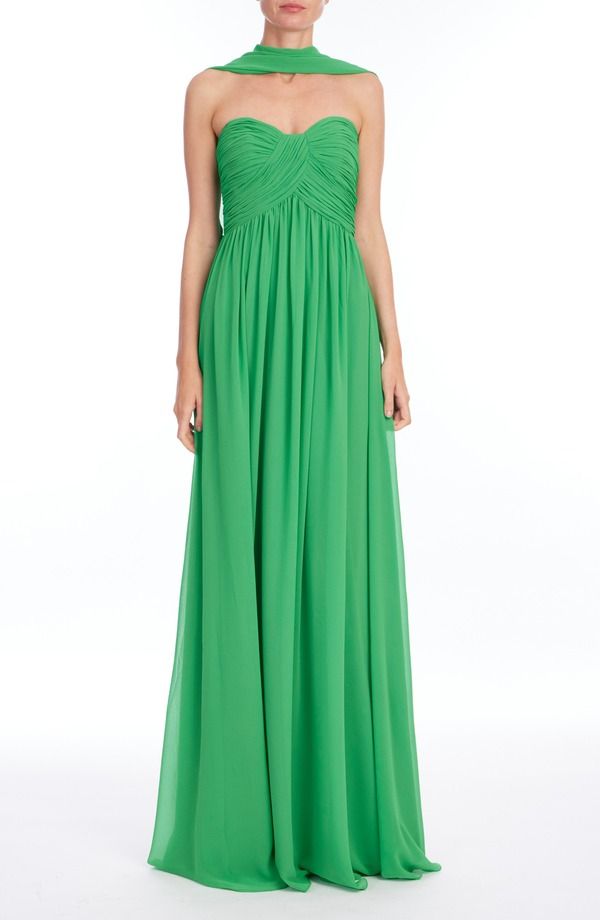 バッドグレイミッシカ レディース トップス ワンピーストラップレス キャップ Badgley Mischka Collection Strapless Cap Detail Gown Emerald エメラルド
