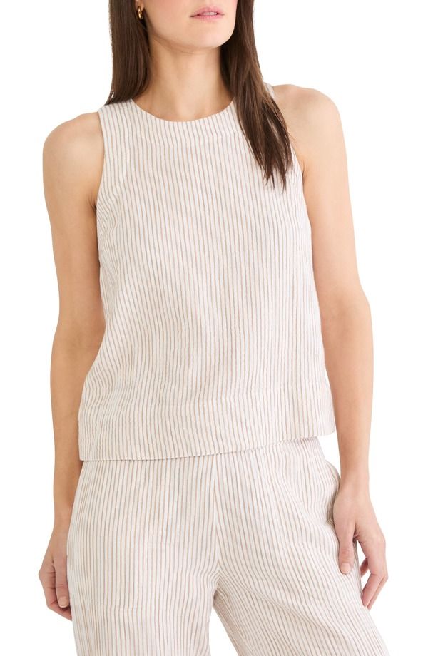 ニックプラスゾーイ レディース トップス シャツ コットン NICZOE Pinstripe Cotton Blend Gauze Tank Neutral Mix