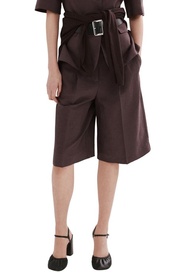 マンゴ レディース ボトムスカート プリーツ ショートパンツ MANGO Argelia Pleated Bermuda shorts Purple パープル