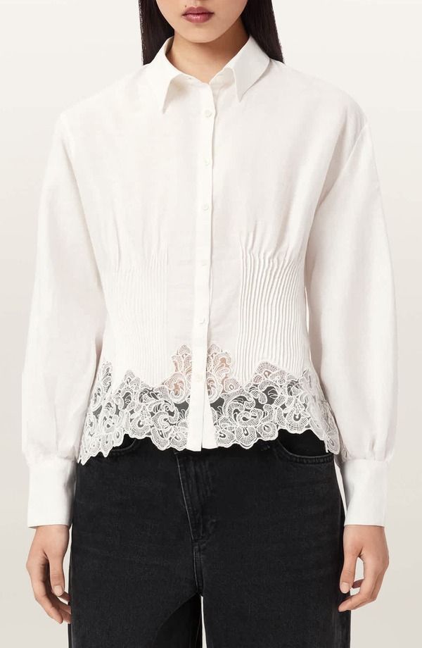 オールセインツ レディース トップス シャツ レース AllSaints Carolace Shirt White ホワイト
