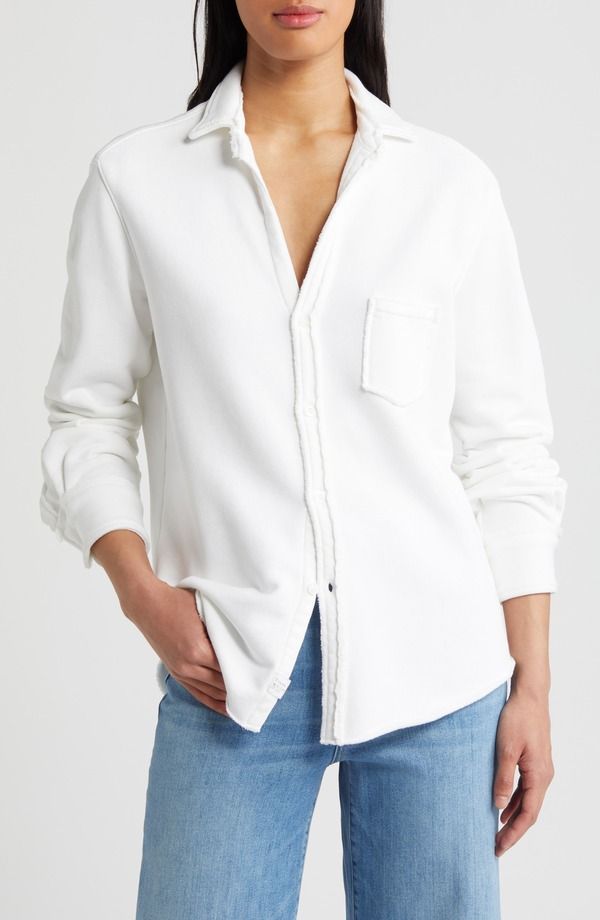 フランク ＆ アイリーン レディース トップス シャツ パイル Frank Eileen Relaxed Terry ButtonUp Shirt White ホワイト