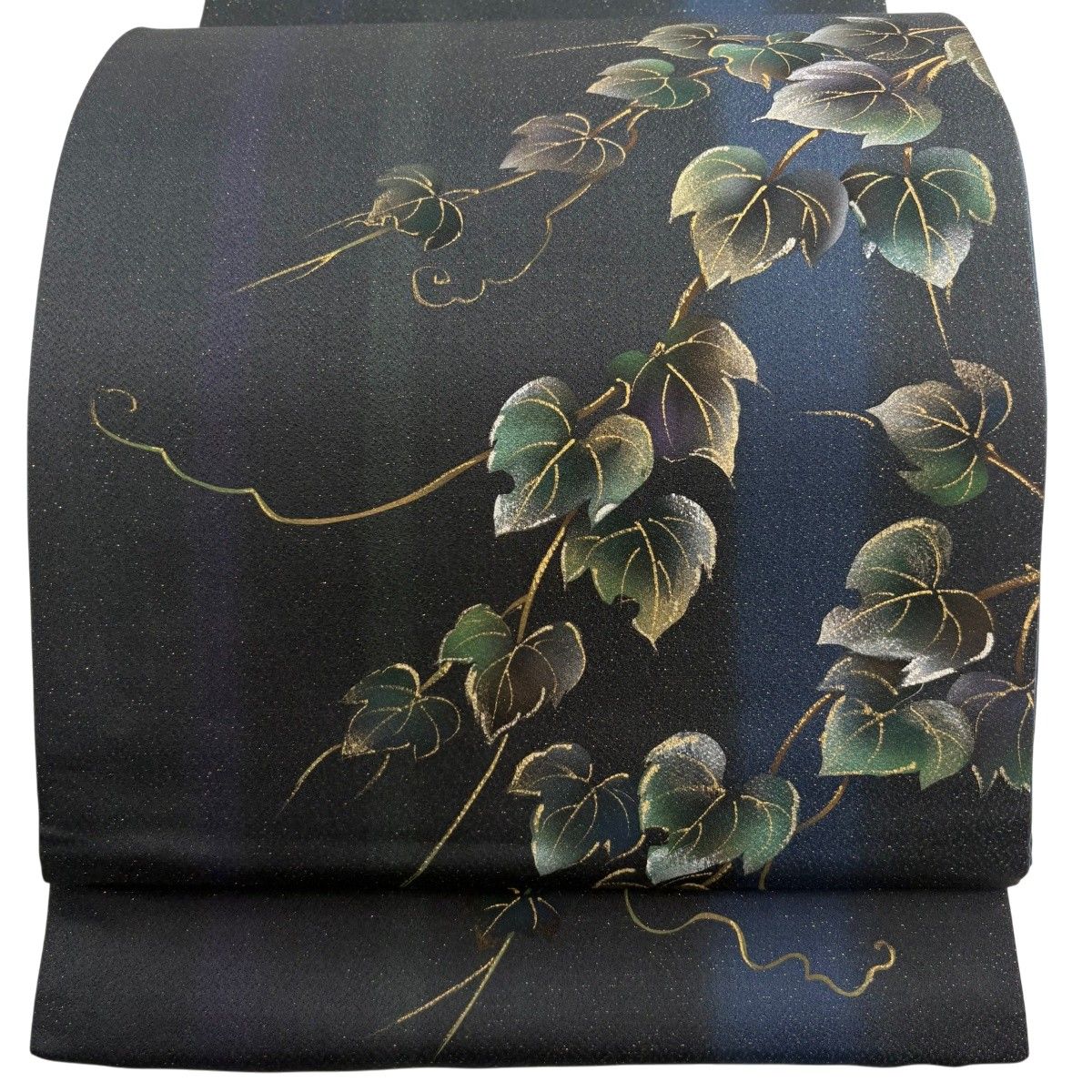 【美品】 袋帯 秀品 落款 蔦 箔 金銀彩 深緑 お太鼓柄 正絹 【中古】