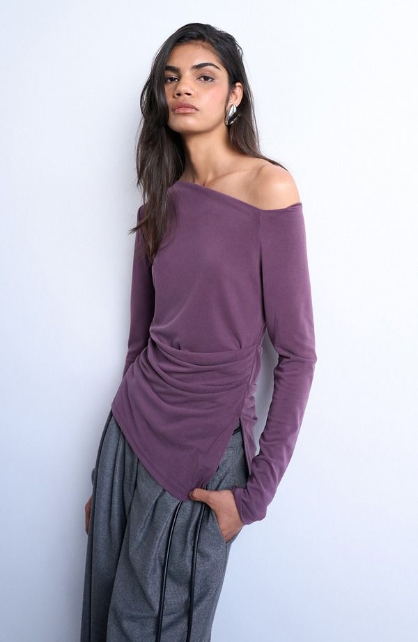 トップショップ レディース トップス シャツ ギャザー ワンショルダー Topshop OneShoulderuched Toplum プラム の商品写真