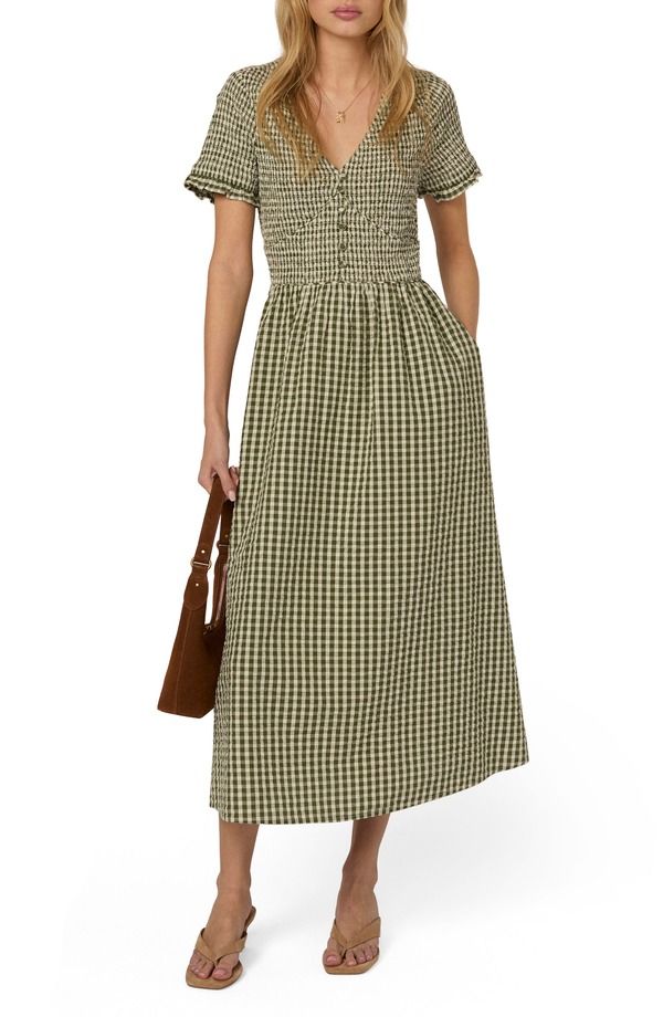 ノーバディーズ チャイルド レディース トップス ワンピース ミディ Nobodys Child Eliza Check Midi Dress Green グリーン