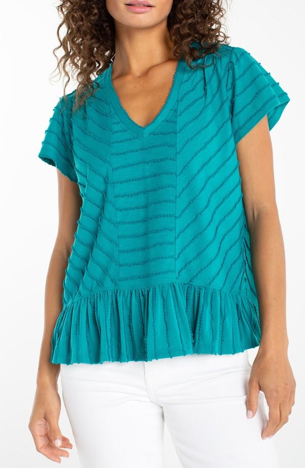 リヴァプール ロサンゼルス レディース トップス シャツ Liverpoolos Angeles Texture Peplum Top Teal Tide ティール