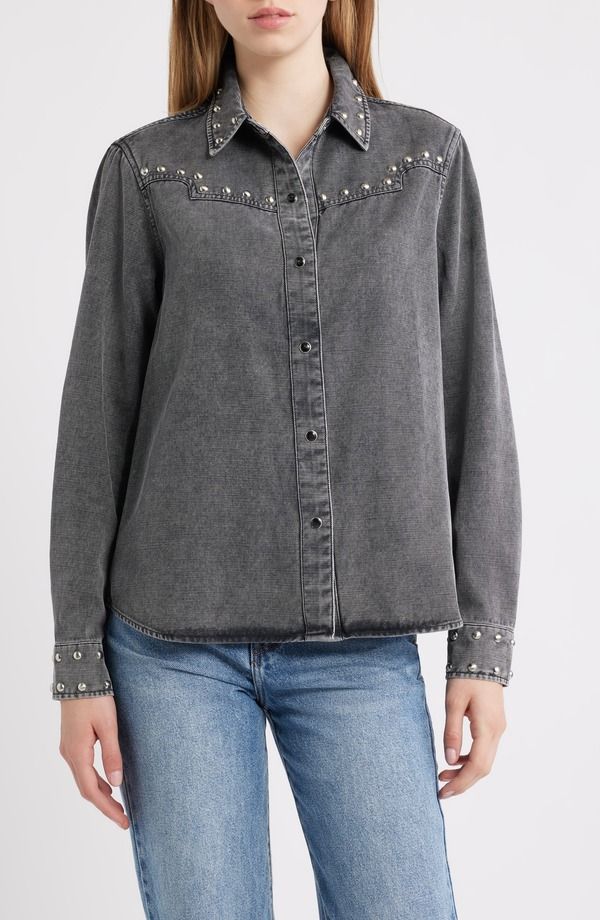 レイルズ レディース トップス シャツ デニム Rails Vinea Stud Accent Western SnapUp Denim Shirt Black ブラック