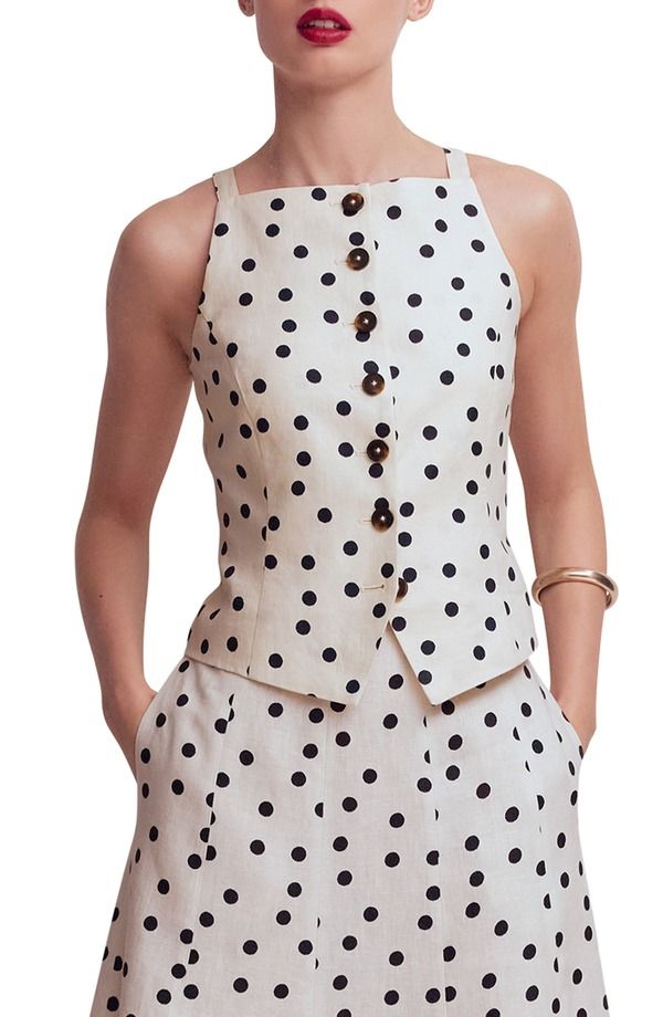ボーデン レディース トップス シャツ ノースリーブ リネン Boden Sleeveless Linen ButtonUp Shirt Ivory Spot アイボリー