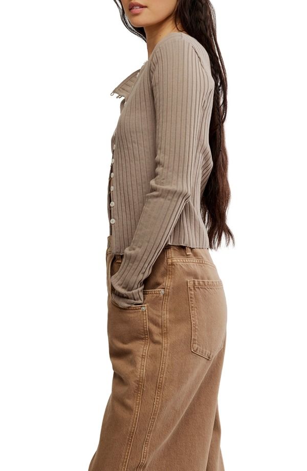 フリーピープル レディース トップス シャツ Free People Tilly Rib Long Sleeve ButtonUp Top Fallen Rock