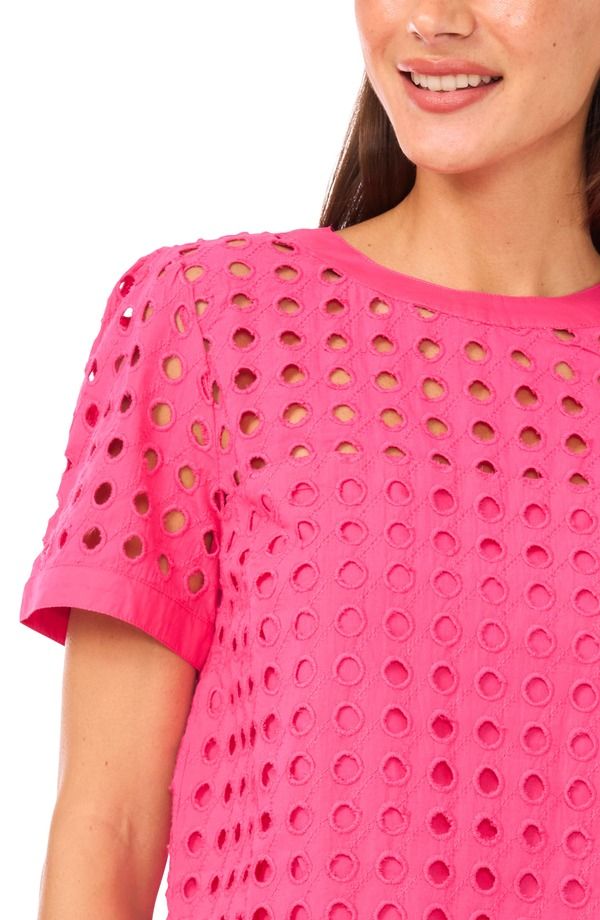 セセ レディース トップス シャツ コットン CeCe Circleyelet Cotton Topink Taffy ピンク