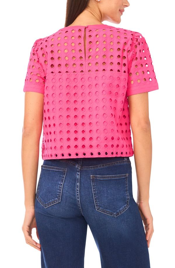 セセ レディース トップス シャツ コットン CeCe Circleyelet Cotton Topink Taffy ピンク