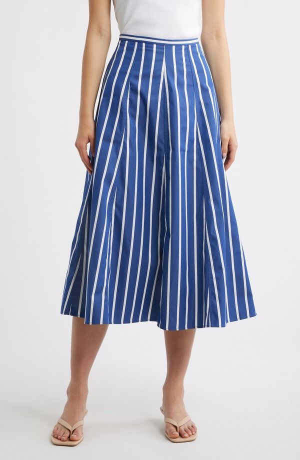 メイドウェル レディース ボトムスカート A ライン ミディ Madewell ALine Poplin Midi Skirt Cool Navy ネイビー
