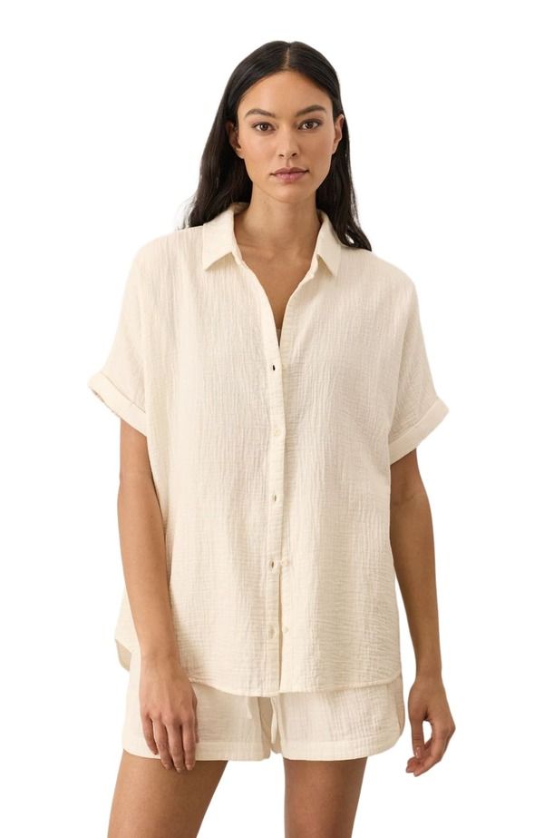 パクト レディース トップス シャツ コットン Pact Organicotton Coastal Double Gauze Relaxed Shirt Cream クリーム