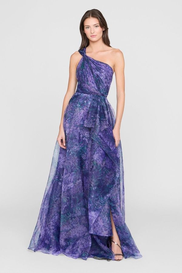 セイア レディース トップス ワンピース Theia Orania One Shoulder Gown Botanic Twilight