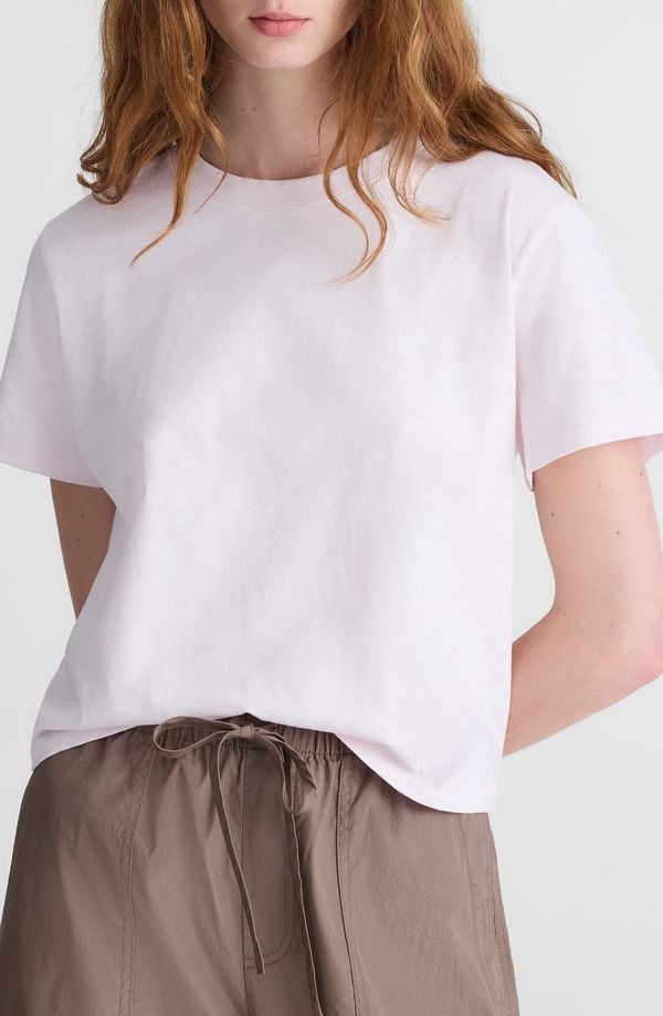 メイドウェル レディース トップス シャツ コットン Madewell Boxy Crop Cotton Slub TShirt Pale Pink ピンク