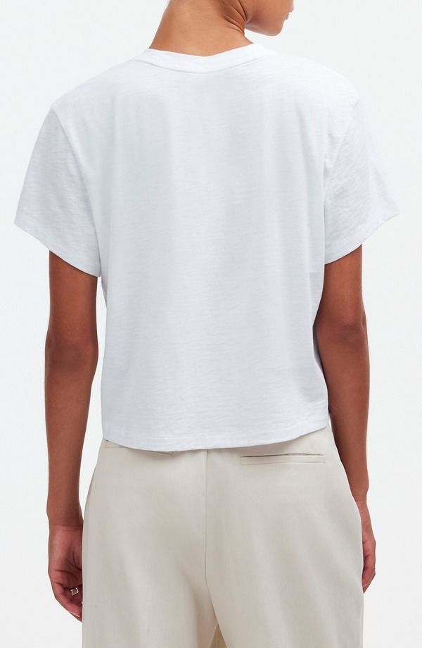 メイドウェル レディース トップス シャツ コットン Madewell Boxy Crop Cotton Slub TShirt Eyelet White ホワイト｜詳細画像