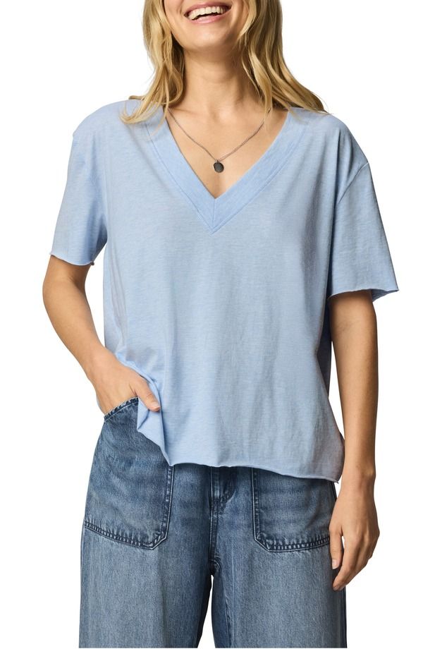スプレンディット レディース トップス シャツ Vネック Splendid Kacey VNeck TShirt Sea Breeze Heather Blue ヘザー
