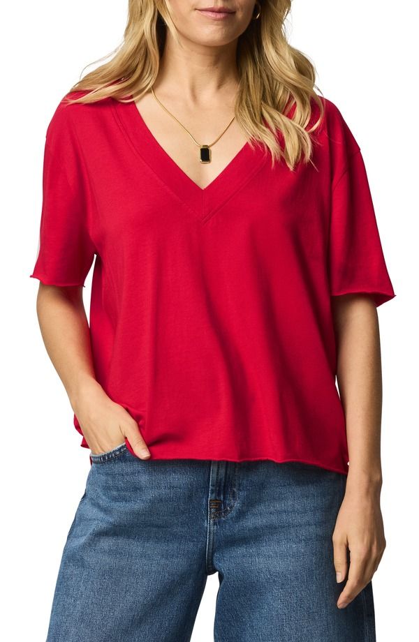スプレンディット レディース トップス シャツ Vネック Splendid Kacey VNeck TShirt Rouge