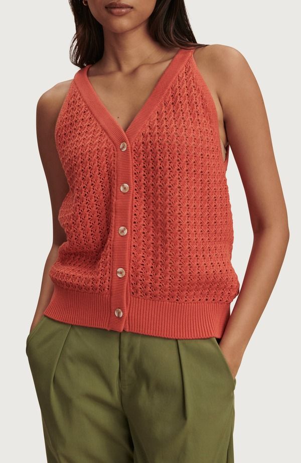 バーレイ レディース トップス シャツ セーター コットン Varley Alessia Open Stitch Cotton Sweater Tank Summer Fig