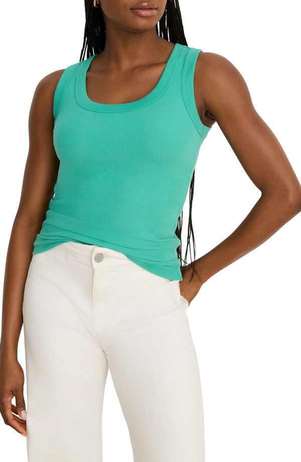 ニックプラスゾーイ レディース トップス シャツ ニット NICZOE Perfect Knit Rib Scoop Neck Tank Emerald エメラルド