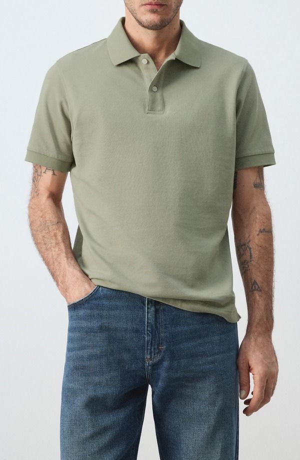 マンゴ メンズ トップス ポロシャツ レギュラーフィット コットン MANGO Regular Fit Cotton Piqu Polo Mint Green グリーン 11,235円