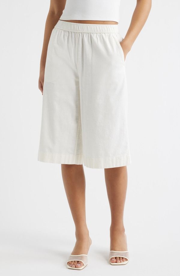 オープンエディット レディース ボトムス ハーフパンツ・ショーツ リネン Open Edit Linen Blend Culottes White ホワイト