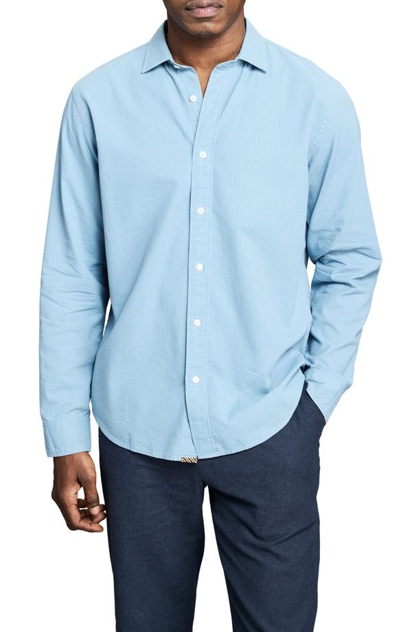 ビリーレイド メンズ トップス シャツ Billy Reid Cedar Seersucker ButtonUp Shirt Steel Blue ブルー