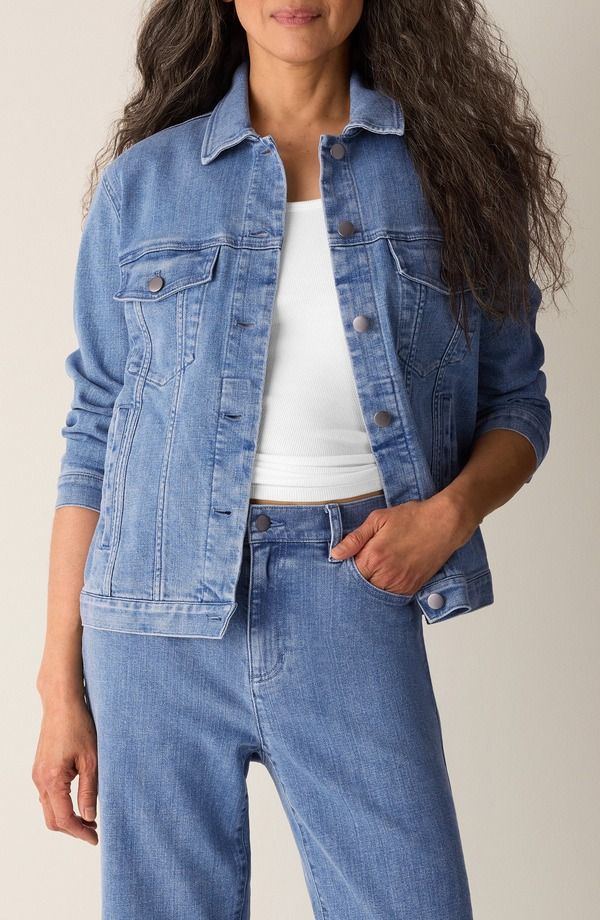 エイリーンフィッシャー レディース ボトムス デニムパンツ コットン ジャケット Eileen Fisher Stretch Organicotton Blendenim Jacket Classic Indigo インディゴ の商品写真