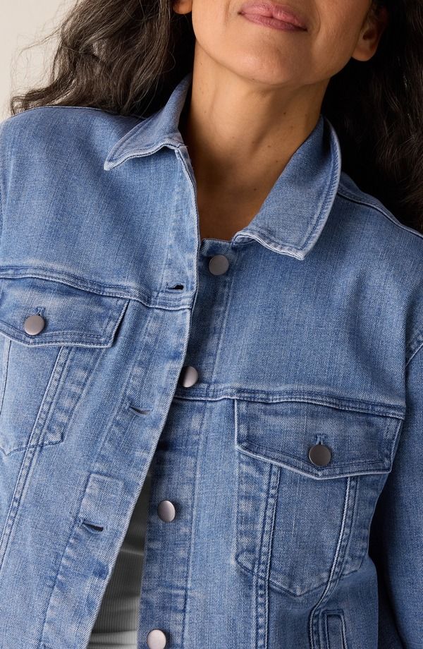 エイリーンフィッシャー レディース ボトムス デニムパンツ コットン ジャケット Eileen Fisher Stretch Organicotton Blendenim Jacket Classic Indigo インディゴ