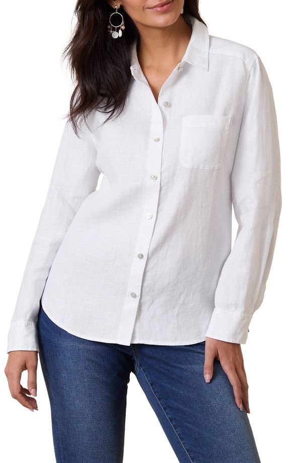 トッミーバハマ レディース トップス シャツ リネン Tommy Bahama Coastalina Linen ButtonUp Shirt White ホワイト