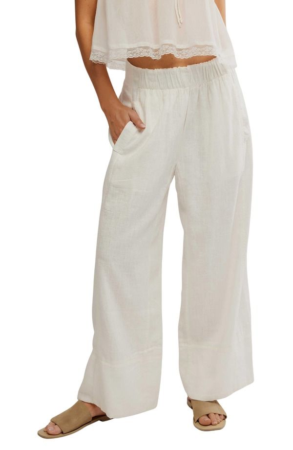 フリーピープル レディース ボトムス レギンス パンツ リネン Free People Days End Linen Blend Pants Clean Ivory アイボリー