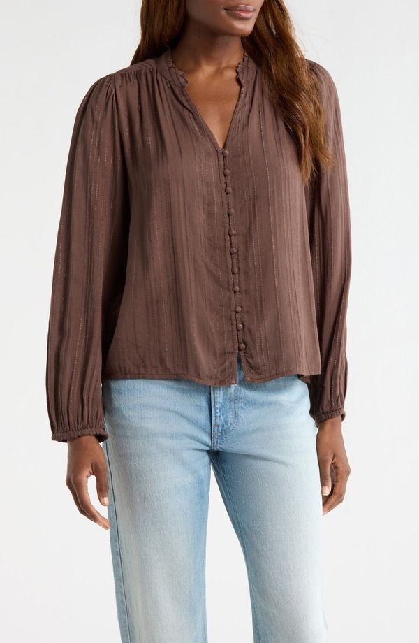 ラッキーブランド レディース トップス シャツ Lucky Brand Shine Button Frontop Chocolate Brown ブラウン