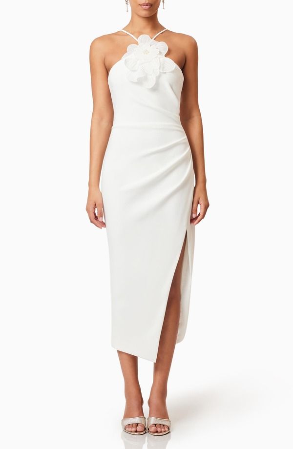 エリアット レディース トップス ワンピース フラワー柄 ミディ フラワー ホルター Elliatt Janelle Floral Appliqu Halter Neck Cocktail Midi Dress Ivory アイボリー 43,680円